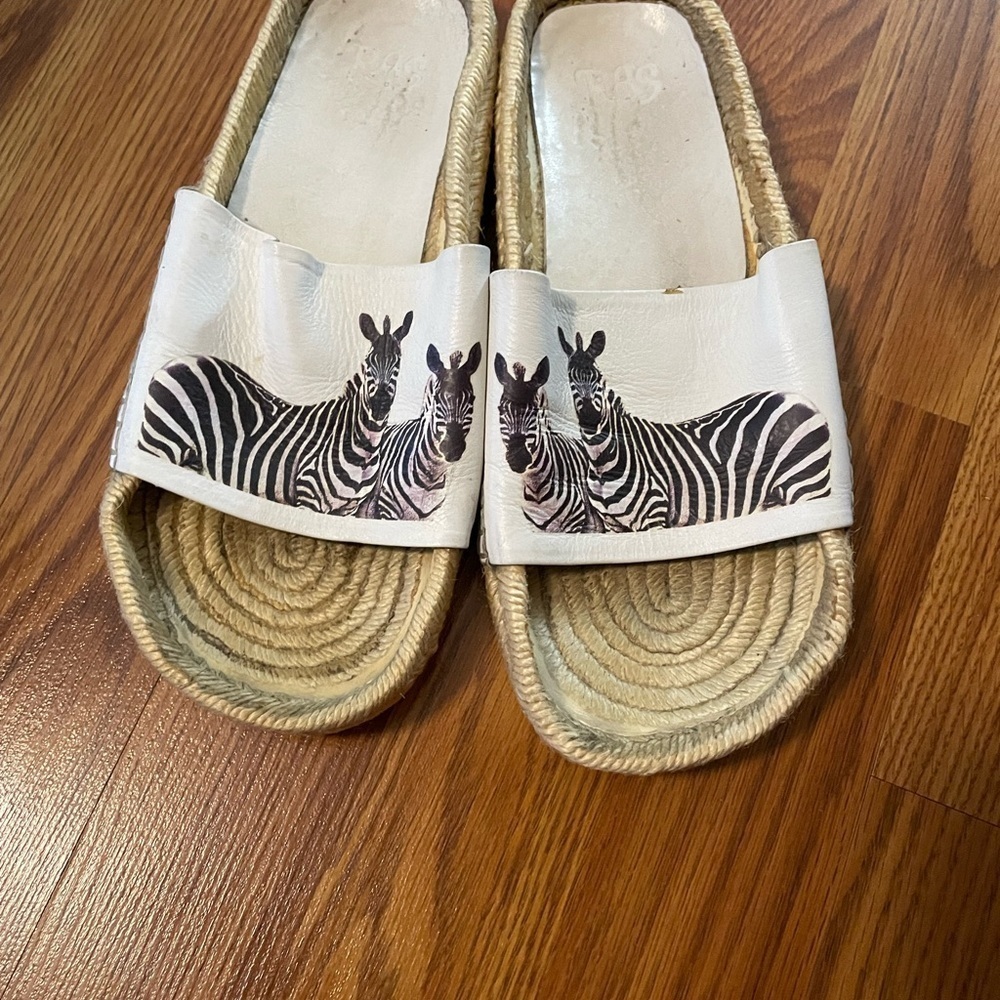 Ras Zebra Print Leather espadrilles Size 39 US Size 8.5 - Picture 5 of 7